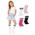 thumbnail image 4 of EALLCO Girls Crew Socks 8 Pairs Stripe Multicolor Soft Breathable Uniform Casual Socks for Ages 4‑10 Kids, 4 of 9