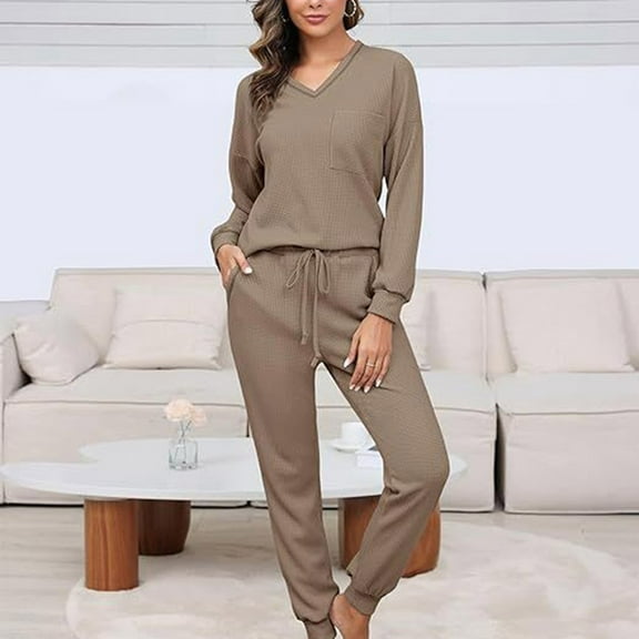 Women's Loungewear Set Long Sleeved Top Drawstring Pants Woman Suit Elegant Jumpsuit for Women Evening Party Womens Jumpsuits Petite Suits for Women Work Ladies Tuxedo Suit Womens Pant Jumpsuit