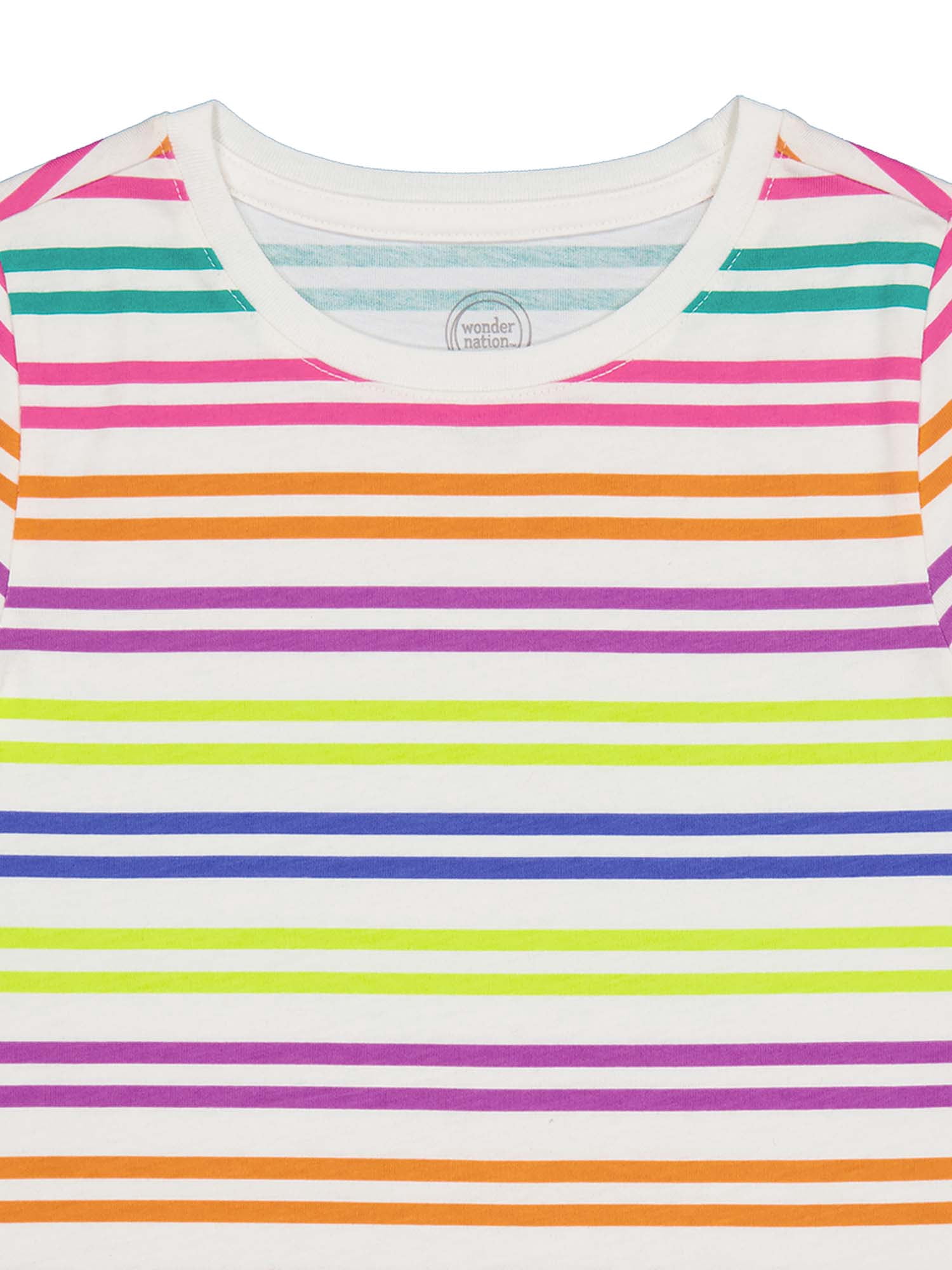 Wonder Nation Girls Kid Tough Tee with Short Sleeves, Sizes 4-18 & Plus