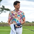thumbnail image 5 of Balery Watercolor Owl Printed Men’s Short Sleeve Polo Shirt, Midweight Men's Shirt,Golf Polo shirts -XX-Large, 5 of 8