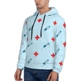 thumbnail image 3 of Kdxio Syringe And Red Cross Print Mens Casual Hooded Collar Drawstring Hoodies Pullover Sweatshirts Casual Long Sleeve Shirts-Medium, 3 of 7