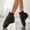 Black, variant on EliteGoogv Womens Ankle Boots Jazz Dance Shoes Lace Up Booties For Women High Top Round Toe Split Sole Low Heel Training Shoes US: 5.5 Black