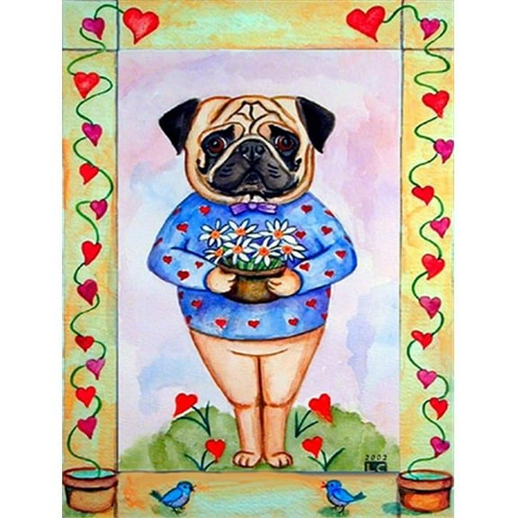 Little Girl with her Bernese Mountain Dog Canvas Flag - House Size, 28 x 40 in.