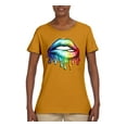 thumbnail image 2 of Wild Bobby, Colorful Neon Rainbow Biting Lips Pop Culture Womens Graphic T-Shirt, Gold, XX-Large, 2 of 3