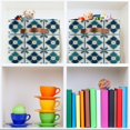 thumbnail image 6 of Yayeee 2 Pack Canvas Storage Basket with Handles for Shelves Fabric Bins Closet Organizer, Blue Mosaic Pattern, 6 of 8