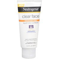 Neutrogena Clear Face Liquid Lotion Sunscreen For Acne-Prone Skin, Broad Spectrum Spf 55, 3  Fl. (Best Face Sunblock For Acne Prone Skin)