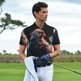 thumbnail image 3 of Honeii White Purple Flower Chicken print Polo Shirt, a classic short-sleeved, button-down golf shirt designed for menLarge, 3 of 6