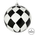 thumbnail image 3 of Vickerman 4" Black Ball with White Diamond Glitter Christmas Ornament, 4 per Bag, 3 of 3