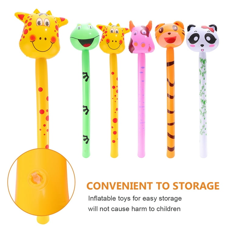 Tinksky 5pcs Kids PVC Inflatable Animal Toy Funny Inflatable Toy Playing Long Stick Toy Educational Toy Random Style