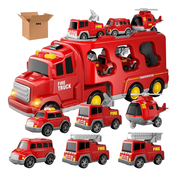 Carros De Ingeniería Belug 7pz rojo