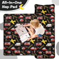 thumbnail image 4 of Fireman and Helicopter Black Pattern Teens Toddler Nap Mat with Pillow, Sleeping Mat Bag for Preschool Daycare 50"x20", 4 of 6