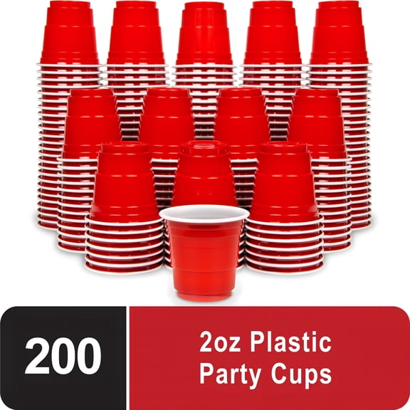 ACDANC Party Mini Shot Disposable Plastic Cups,2 Oz,Red,200 Count Disposable Cups for Party