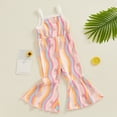 thumbnail image 3 of Bagilaanoe Newborn Baby Girl Summer Jumpsuit Sleeveless Striped Print Romper  Overalls 6M 12M 18M 24M 3T 4T Kids Flare Pants Summer Clothes, 3 of 6
