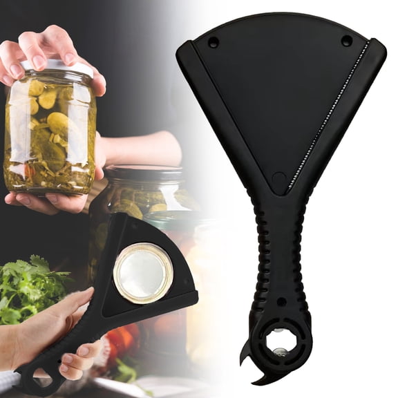 ar Opener for Weak Hands, Multi-Purpose Bottle & Lid Opener with Ergonomic Grip for Seniors (Black)