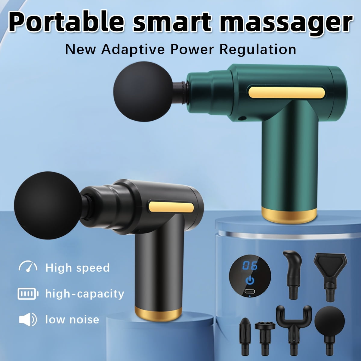 Fanruina Electric Fascia Massage Gun Portable Muscle Massager with LED Touch Screen 6 Massage Heads Mini Handheld Ultra Quiet Brushless Motor for Sports and Fitness