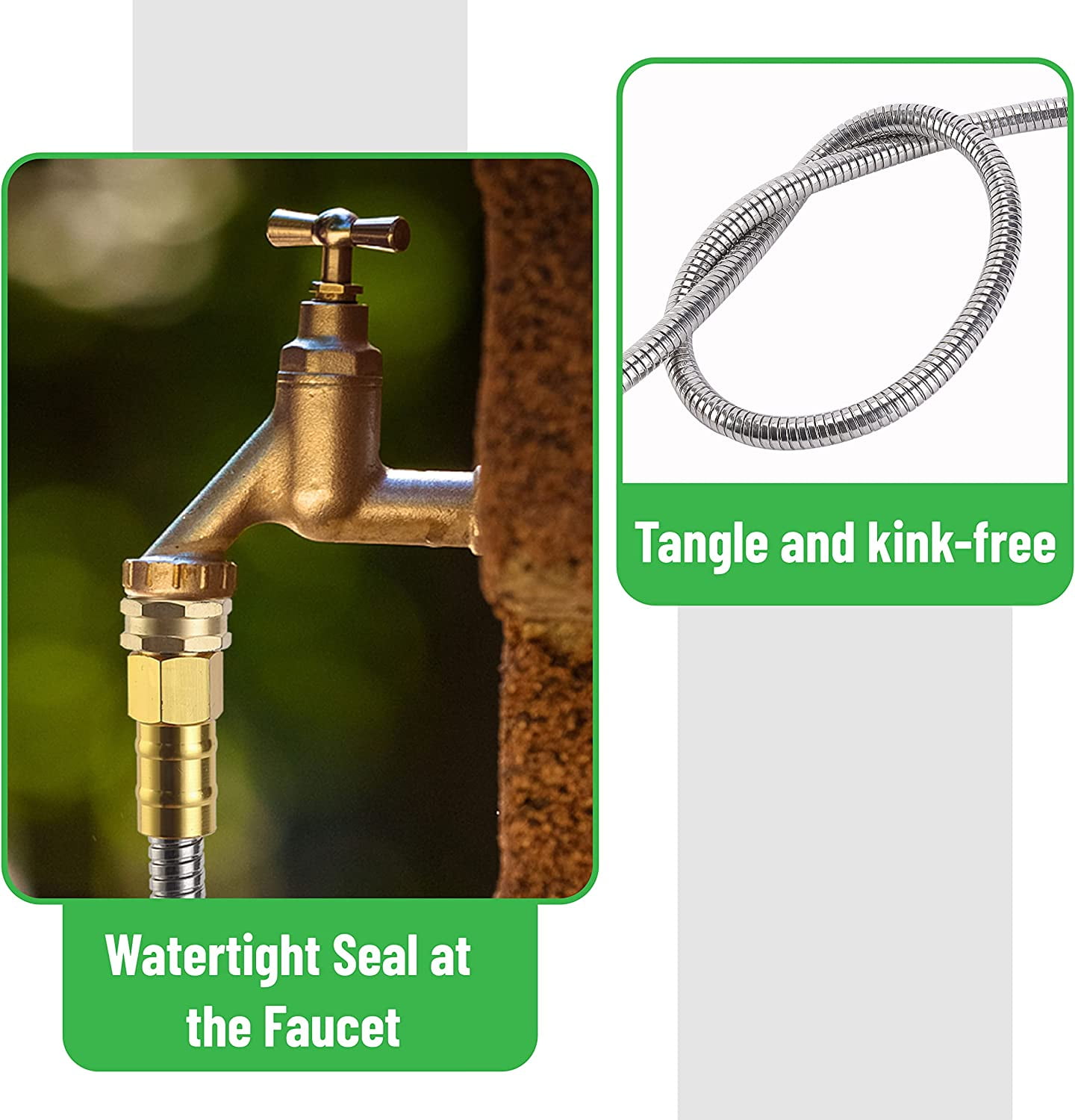 10 Feet Stainless Steel No Kink Metal Garden Hose