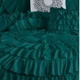 thumbnail image 3 of D.N.G. BEDDINGS 100% Egyptian Cotton 3 Piece Circle Ruffle Comforter Set with 1 Freebie Ruffle Pillow | 550 GSM Filled Microfiber - Full/Queen Size, Teal Color - 800 Thread Count, 3 of 5