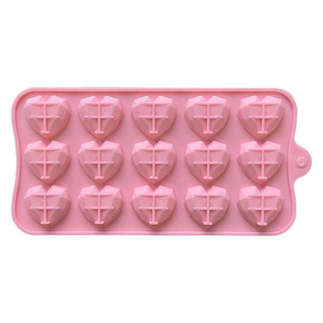 Molde de silicona con forma de corazón de diamante 3D, 15 rejillas, bandeja de silicona para hornear pasteles, mousse de chocolate y postres.