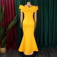 thumbnail image 4 of AURA Women's Off Shoulder Mermaid Maxi Dress Solid Color Pleated High Waist S-XXXL, 4 of 7