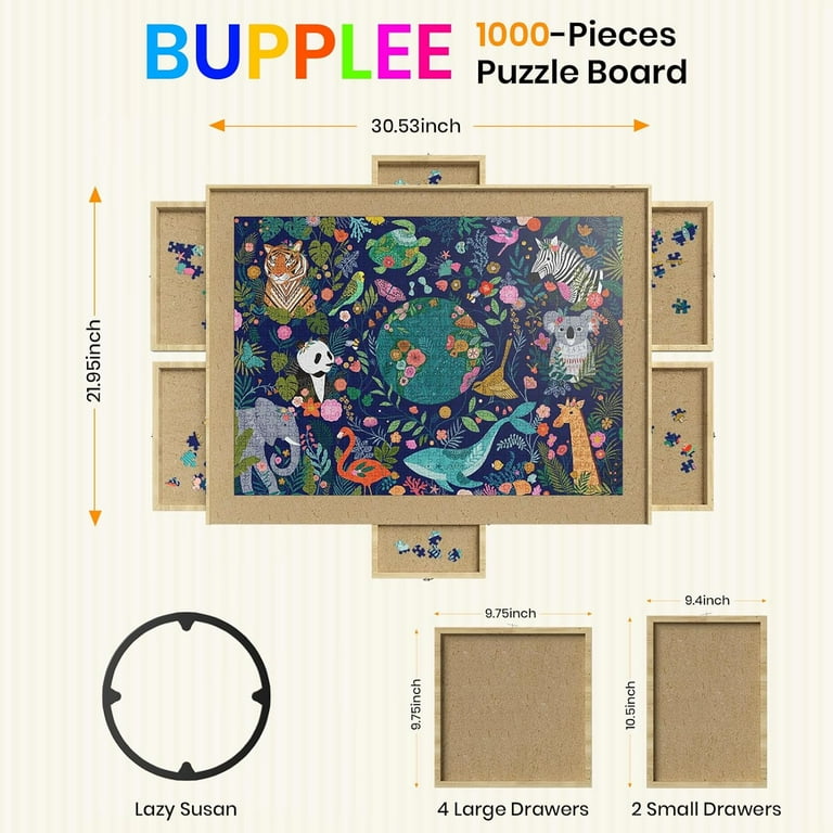 PXZEE Wooden Jigsaw Puzzle Table with Drawers Puzzle Board