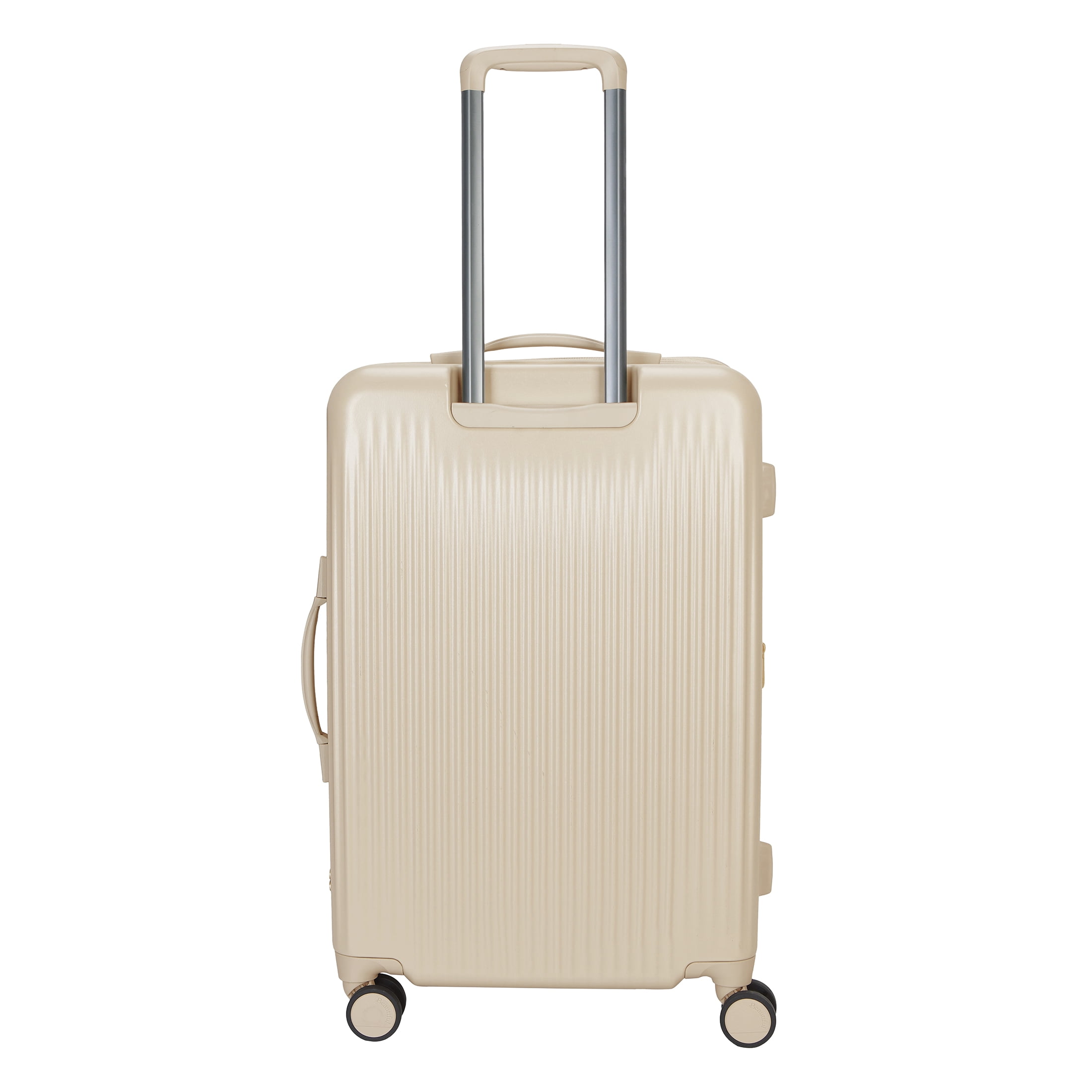 Beautiful 28-inch Checked Expandable Hardside Upright Luggage by Drew Barrymore, Porcini Taupe