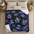 thumbnail image 5 of Magical Dolphins Pearls Swimming Among, Playful Coastal Landscape Scene, Warm Flannel Blanket for Beach House and Living Room, Beach Lovers Valentine's Day Gift, Coastal Home Decor, 5 of 9