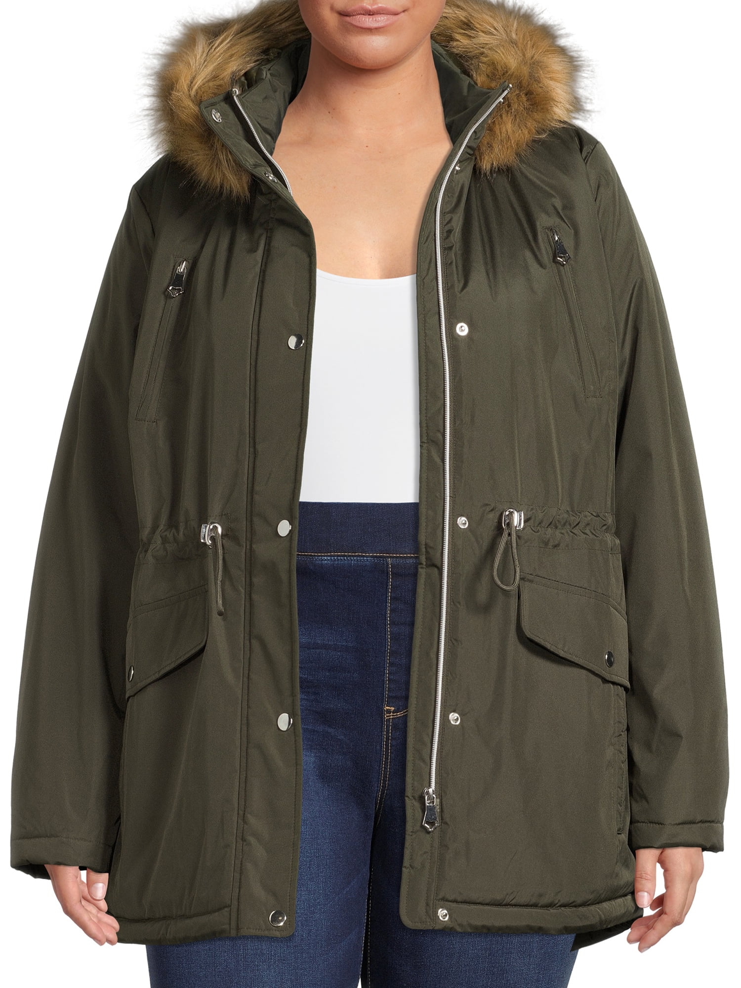 Faux fur hooded anorak jacket hot sale