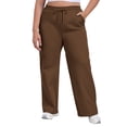 thumbnail image 2 of vigerkar Plus Size Baggy Sweatpants for Women with Pockets Warm Wide Leg Lounge Long Joggers Pants (Brown, XXL), 2 of 9