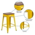 thumbnail image 4 of Flash Furniture Lily 4 Pk. 24" High Backless Yellow Metal Counter Height Stool with Square Wood Seat, 4 of 13