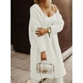 thumbnail image 5 of Womens Long Cardigan Cable Knitted Open Front Oversized Long Sleeve Hooded Outerwear Sweater Coat White XL, 5 of 8