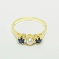 thumbnail image 2 of LBG British Made 14k Yellow Gold Cultured Pearl & Sapphire Womens Statement Ring - 33 size options - Size 8, 2 of 6