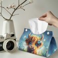 thumbnail image 2 of COEQINE Rectangle Facial Tissue Holder Dispenser PU Leather Facial Tissue Organizer Case for Bathroom, Kitchen, Bathroom, Outdoor, Car, 7.95"X4.92"X4.52", Cute Highland Cow, 2 PCS, 2 of 7