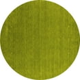 thumbnail image 1 of Ahgly Company Machine Washable Indoor Round Abstract Yellow Contemporary Area Rugs, 7' Round, 1 of 4