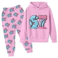 thumbnail image 4 of Girls Sweatsuits 2pcs Sets Hooded 67 Print 6 7 Number Pattern Sweatshirts Sweatpants Outfits Winter Warm Sports Casual Activewear Sets Pink Size 4-5 Y, 4 of 4