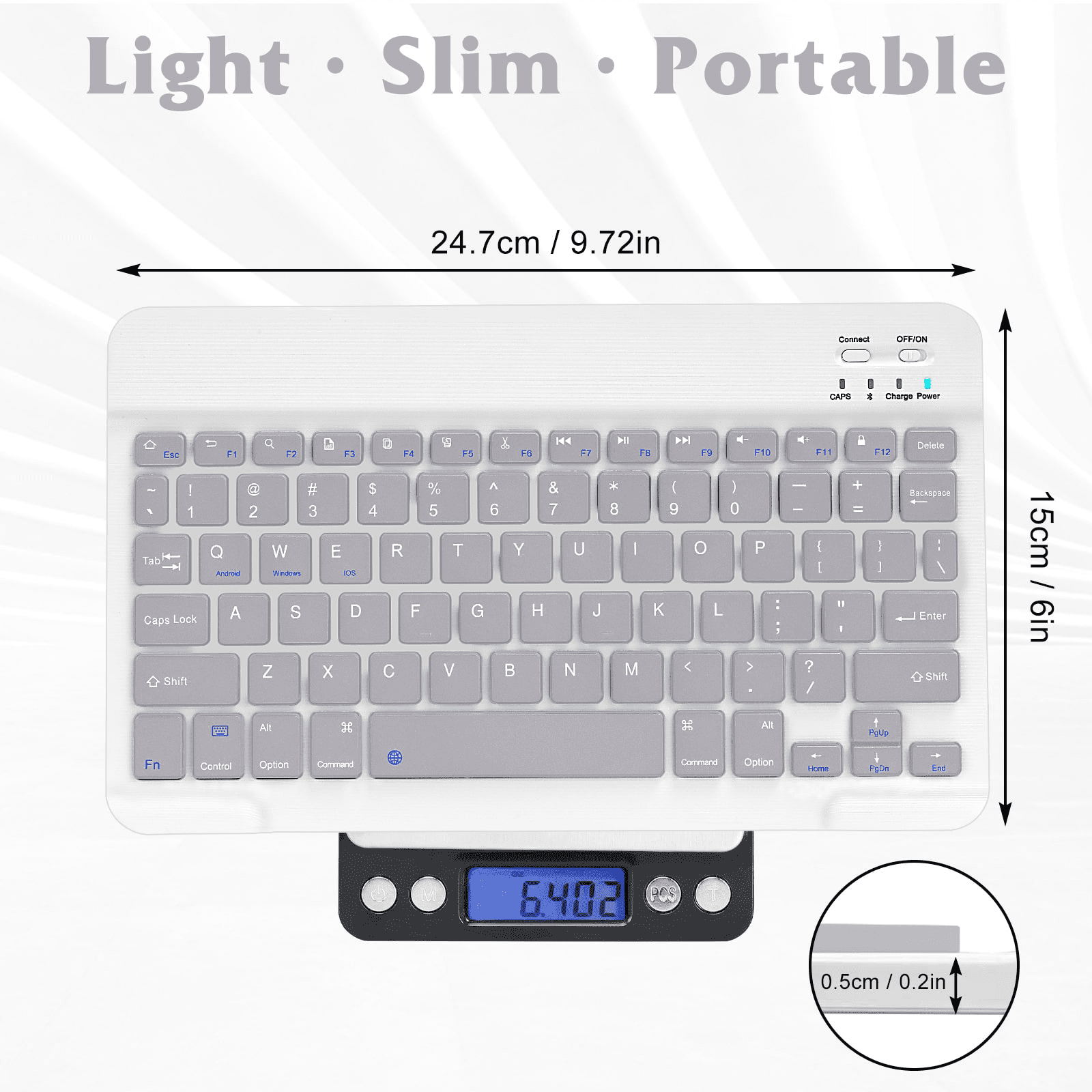 Ultra-Slim Bluetooth rechargeable Keyboard for Plum Optimax 10 and