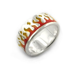 Pyro Firefighter's Ring of Flames Sterling Silver Burning Fire Band
