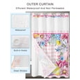 thumbnail image 4 of No Hook Shower Curtain with Snap-in Liner, Easter Waterproof Fabric Bathroom Curtains, Watercolor Eggs Floral Leaves Botanical Pink Plaid Bath Curtains & Mesh Top Window Stand Up Stall 36"x72", 4 of 9