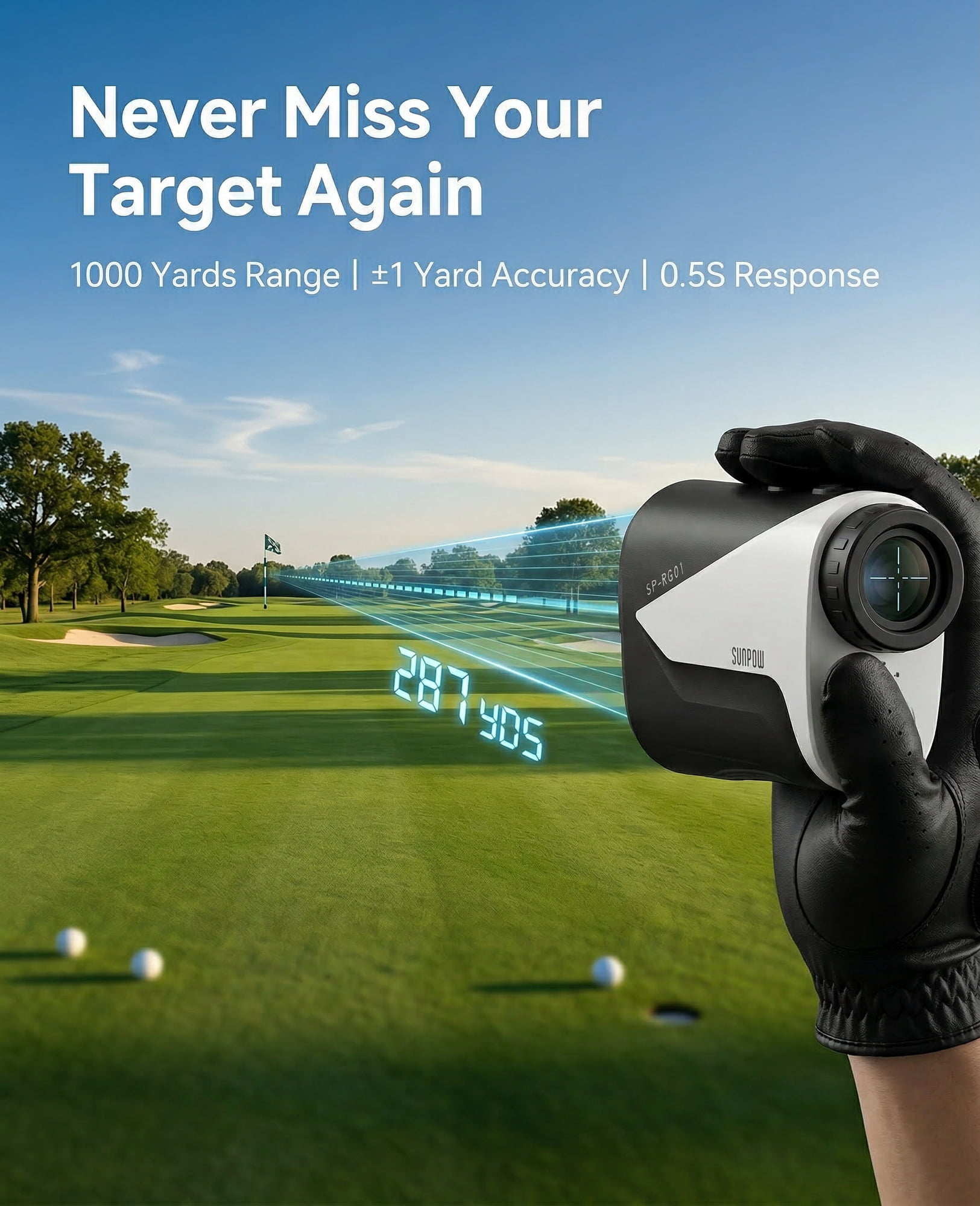 Rechargeable Golf Rangefinder with Slope 1000 Yards Range Finder Golf with Flag Pole Lock Vibration 7X Magnification for Golf & Hunting