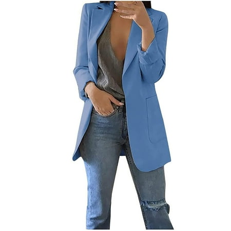 

Womens Blazers for Work Casual Open Front Long Sleeve Work Office Suit Jackets Solid Lapel Fall Fashion Blazer Cardigans
