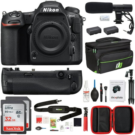 Nikon D750 DSLR FX-Format Digital Camera with Dual 32GB Sandisk Memory Cards and Battery Grip Bundle with Deco Gear Shotgun Mic and Camera Bag Ultra Pro Accessory
