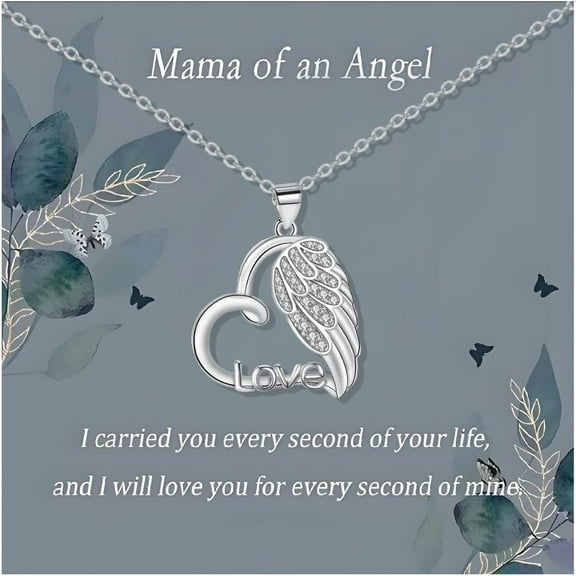 Miscarriage Gifts for Mothers Sympathy Gifts for Loss of Loved One Silver Angel Wing Heart Pendant Necklace Memorial Gifts
