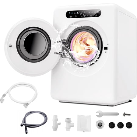 2 In 1 Mini Portable Washer And Dryer Combo, 9 L SS Mini Washing Machine With 24 Hours Reservation Mode and High-temp Stain Removal for Camping Apartments, Dorms, College, RV, Small Spaces