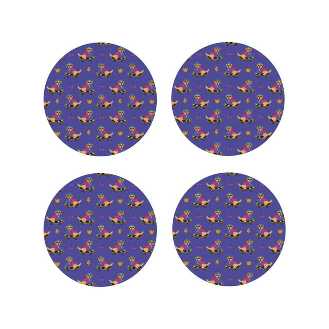 Easygdp Labrador Retriever Dog or Leather Coasters Set of 4 Coaster, Non-Slip, Heat Resistant for Home, Office, Kitchen (Round,Square,Octagon,Hexagon)-Round Shape
