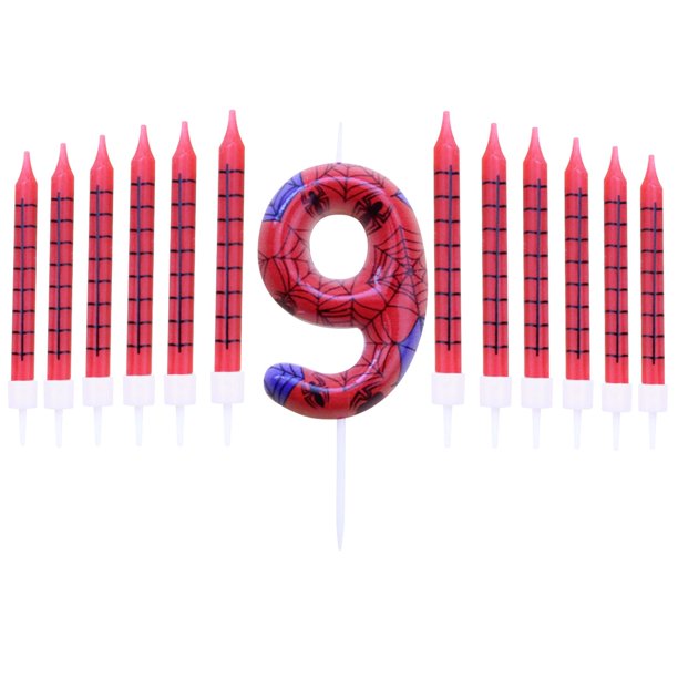 Juego de velas con estampado temático Números 0-9 + 12 velas Velas decorativas para hornear cumpleaños
