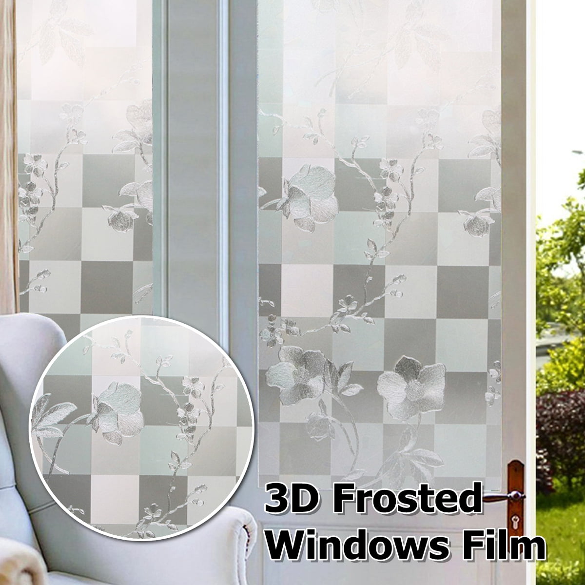 3D Window Static Film Privacy Decorative No Glue Sticker For Home Kitchen Office 