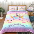 thumbnail image 2 of Move Over Unicorn Bedding Sets Queen Pink Girls Duvet Cover Set Flowers Unicorn Pattern Microfiber No Filling, 2 of 3