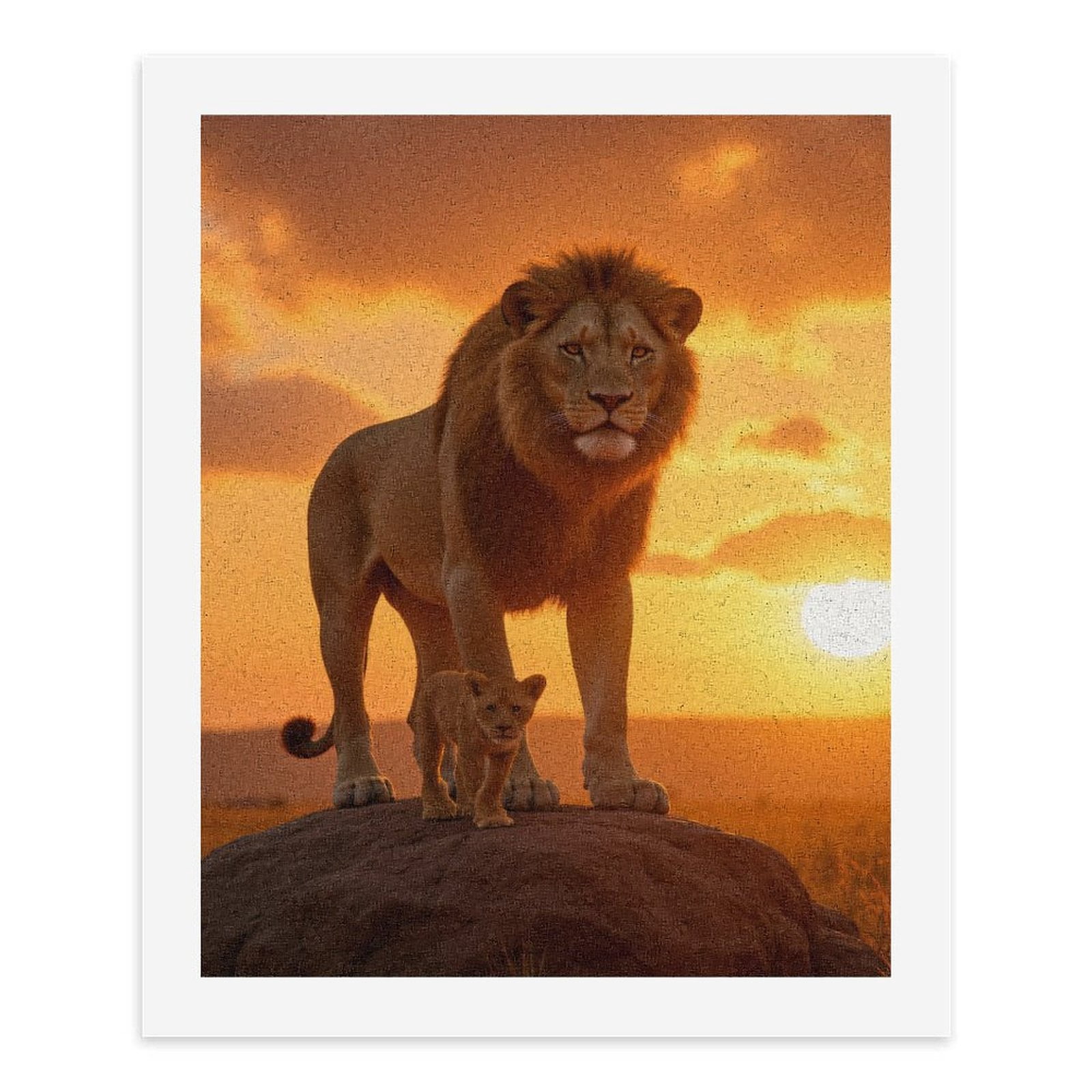 Paint By Numbers Kit for Adults Beginner - DIY Lion Cubs Sunset Rock Scene Canvas Painting Kits for Adults, Frameless Paint By Number for Adults for Home Wall Decor 16x20 Inch