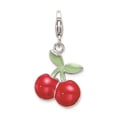 thumbnail image 5 of Auriga 925 Sterling Silver RH Enameled 3-D Cherries w/Lobster Clasp Charm for Women (L-20mm, W-15mm), 5 of 6