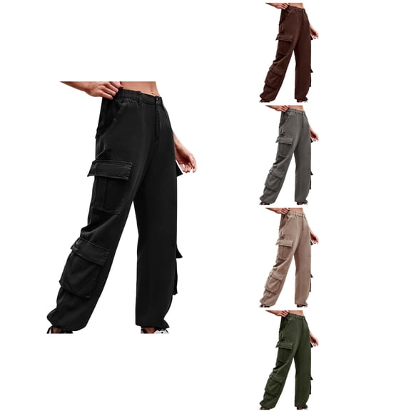 Antinious Women Jeans Solid Casual Cargo Denim Pants with Pockets,Winter Pants for Women,Jeans for Women,XL,