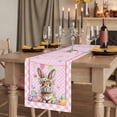 thumbnail image 3 of Easter Bunny Cotton Linen Table Runner for Dining Kitchen, Pink Polka Dot Colorful Eggs Checkered Plaid Wedding Outdoor Party Tablerunners, Dresser Scarf Coffee Tablecloth Runners 13x120 Inches, 3 of 9